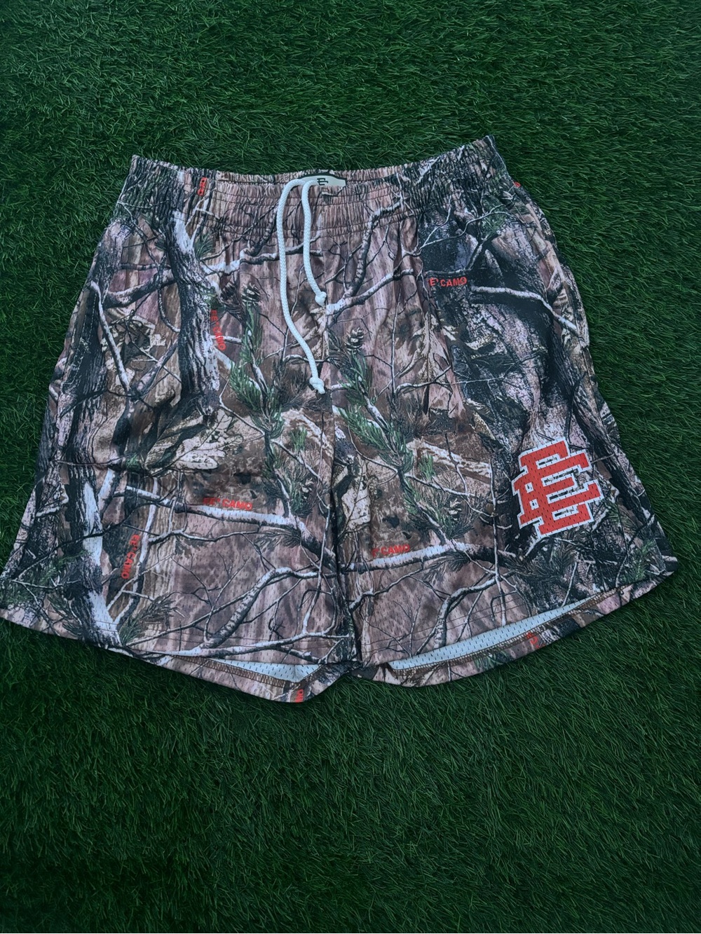 Eric Emanuel Men’s Camo Athletic Shorts - Brown, Green, White, Red